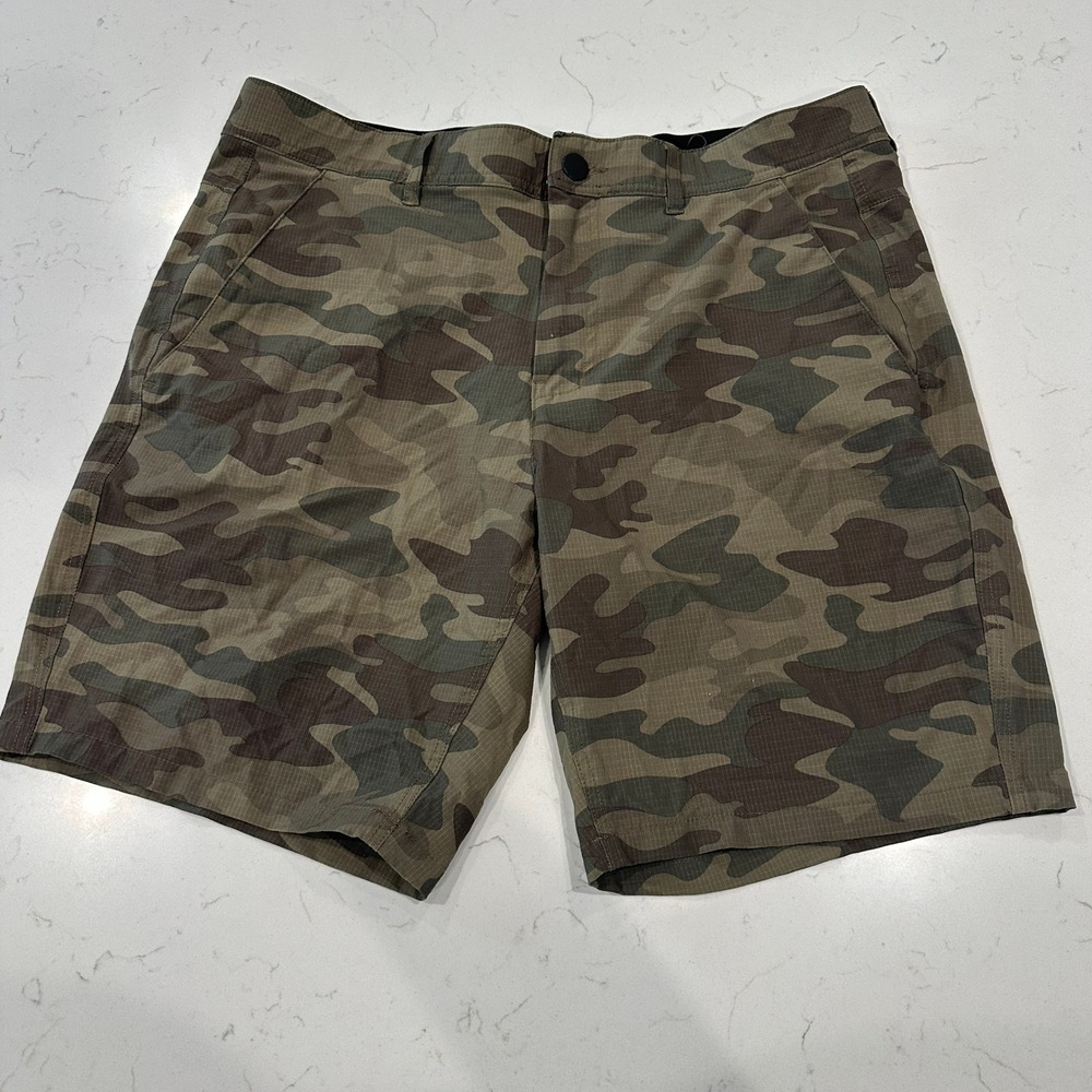 George Mens Camo Ripstop Hybrid Shorts Green Brown 36 Stretch Camoflauge Golf